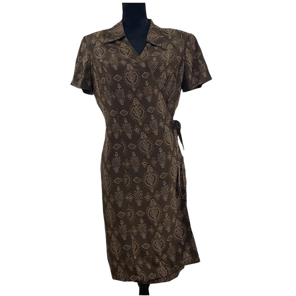 Vintage 90s Patrick Collection 100% Silk Wrap Dress, Shoulder Pads, Gorgeous!‎